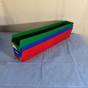 Lot of Plastic Item Supply Storage Hanging Stackable Container Bins - In Great Condition