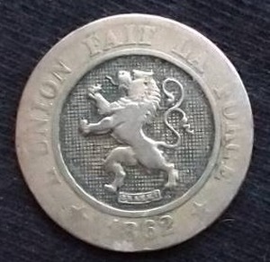1862 Belgium 10 Centimes Coin