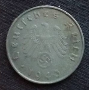 1943 German Third Reich 10 Pfennig Coin