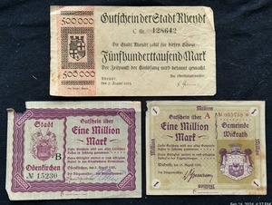 (3) 1923 German Hyperinflation Notes