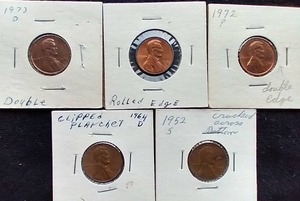 (5) MintDie Error Pennies