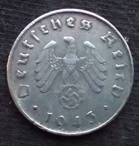 1943 German Third Reich 10 Pfennig Coin