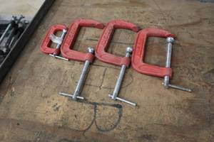 lot 641 image: Husky C-Clamps - (1) 2-grip, (3) 3-grip