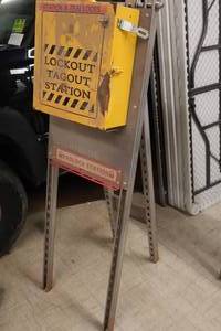 lot 527 image: Lockout Tagout Station Metal Lock Box with Stand