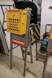 lot 528 image: Lockout Tagout Station Metal Lock Box with Stand