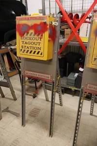 lot 529 image: Lockout Tagout Station Metal Lock Box with Stand