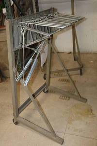 lot 538 image: Blueprint Hanging Rack 2-wheel with (3) Extra Storage Bars