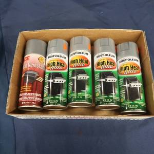 lot 63 image: 5 NEW CANS OF HEAT RESISTANT SPRAY PAINT