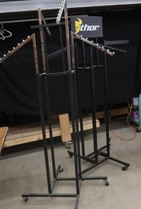 lot 120 image: BLACK ROLLING SHIRT DISPLAY RACK AND BLACKSILVER ROLLING SHIRT DISPLAY RACK