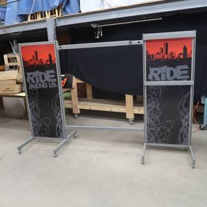 lot 127 image: BIG ROLLING COAT RACK DISPLAY SHELF