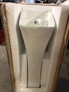 Eridanus Naples Vitreous China 34 in. Rectangular Pedestal Sink with Faucet Hole and Overflow in Crisp White   Customer Returns See Pictures