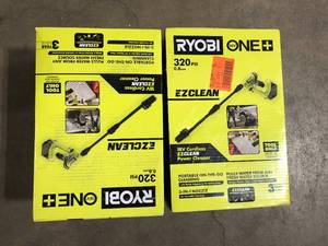 Lot of 2 RYOBI ONE 18V EZClean 320 PSI 0.8 GPM Cordless Battery Cold Water Power Cleaner (Tool Only) Customer Returns See Pictures