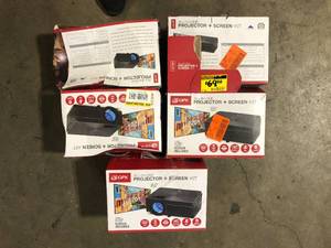 Lot of GPX 800 x 480 Mini Projector with 2500 Lumens, Bluetooth with 120 in. Projection Screen Included Customer Returns See Pictures