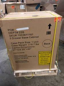 Husky Heavy Duty 18-Gauge Steel 5-Drawer Black Garage Base Cabinet Customer Returns See Pictures