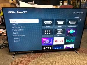 onn. 65 Class 4K UHD (2160P) LED Roku Smart TV HDR   Customer Returns See Pictures