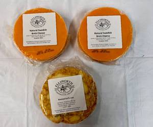 2x Natural Swedish Brick & 1x Roasted Garlic Jack Cheeses
