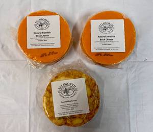 2x Natural Swedish Brick & 1x Roasted Garlic Jack Cheeses