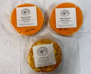2x Natural Swedish Brick & 1x Roasted Garlic Jack Cheeses