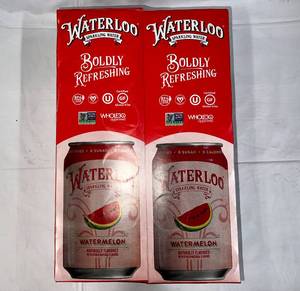 2x 12-12oz cans Waterloo Sparkling Water-Watermelon