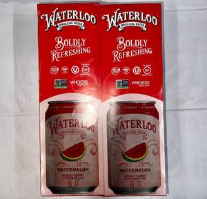 2x 12-12oz cans Waterloo Sparkling Water-Watermelon