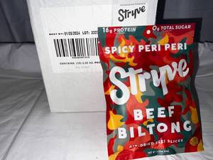 12x 2.25oz bags Stryve Air Dried Beef-Spicy Peri Peri