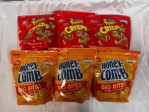 6x 6 oz Bags 3 Fruity Pebble Crisps & 3 Honey Comb Bites