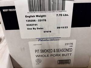 7.70lbs Pit Smoked & Seasoned Whole Pork Butt-92023