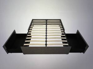 lot 18 image: DHP Kristian Upholstered Platform Bed with Storage - WHITE - Queen
