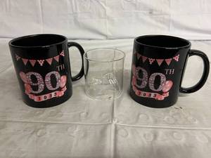 lot 149 image: 2 Decorative Mugs and Take Me To The Mountains Shot Glass