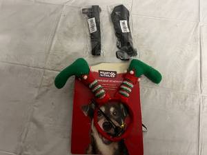 lot 156 image: Two Dog Car Seat Belts, Dog Christmas Headband