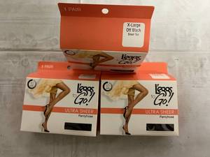 lot 246 image: 32 Packs of Leggs to Go Ultra Sheer Pantyhose - XL Off Black Sheer Toe
