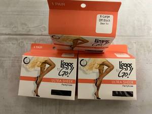 lot 248 image: 32 Packs of Leggs to Go Ultra Sheer Pantyhose - XL Off Black Sheer Toe