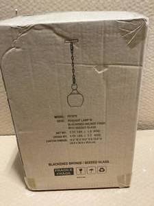 Verona 1-Light Blackened Bronze Pendant with Seeded Glass by Meyer&Cross  Customer Returns See Pictures