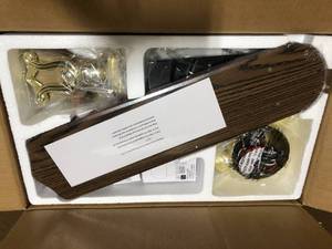 Hampton Bay Carriage House 52 in. Indoor LED Polished Brass Ceiling Fan with Light Kit, Reversible Motor and Reversible Blades Customer Returns See Pictures