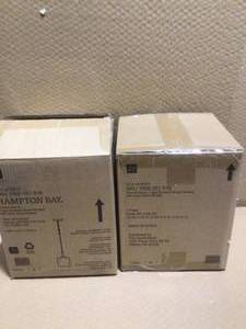 Lot of 2 Hampton Bay Kendall Manor 1-Light Brushed Nickel Mini Pendant Hanging Light, Kitchen Pendant Lighting with Clear Glass Shade Customer Returns See Pictures