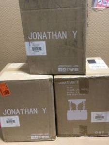 Lot of 3 JONATHAN Y Gaines 11 in. 3-Light Farmhouse Industrial Iron Mason Jar LED Semi Flush Mount, Oil Rubbed Bronze Customer Returns See Pictures