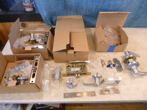 lot 36 image: 4 Falcon Mortise Door Lever Handles