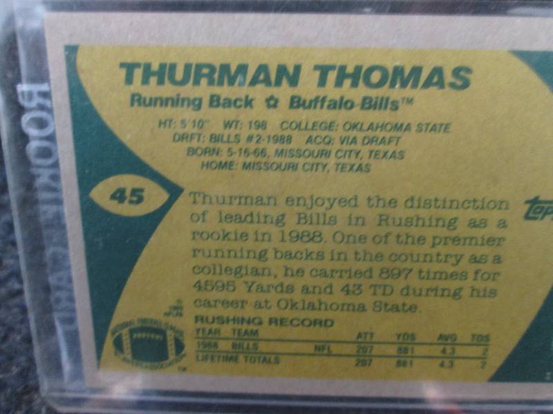 Thurman Thomas Rookie Card...