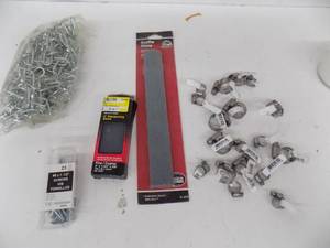 Mixed Lot - Hose Clamps, Screws, 4 Sharpening Stone, Scythe Stone, Swing Chain