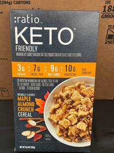 lot 26 image: Keto Maple Almond Crunch Cereal 6 boxes Best by 11192023