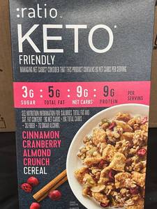 lot 27 image: Keto Cranberry Almond Crunch Cereal 6 Boxes Best by 11152023