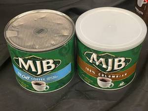lot 38 image: 2 Tins of Mjb coffee Half Calf and Columbian Best by 05182025
