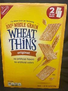 lot 37 image: Wheat Thins 2 boxes 4 20oz bags Best by 11202023