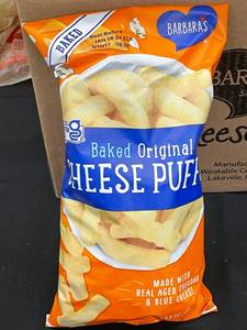 lot 120 image: Barbaras Cheese Puffs 12 bags 5.5oz Best by 01062024