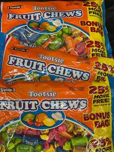 lot 316 image: Tootsie Fruit Chews 3bags Best by 01312023