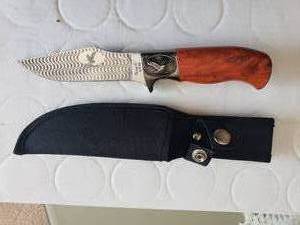lot 53 image: Fury Eagle Damascus Etch Fixed Blade Knife 65546