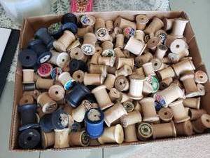 lot 66 image: Box of Mostly Wooden Thread Spools