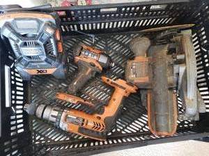 lot 71 image: Rigid Drill, Driver, Circular Saw, Radio - Different Batteries