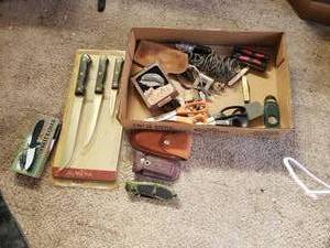 lot 199 image: Flat of Various Knives and Misc.