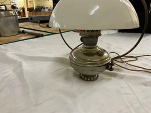 lot 100 image: VIntage lamp-converted from Kerosene